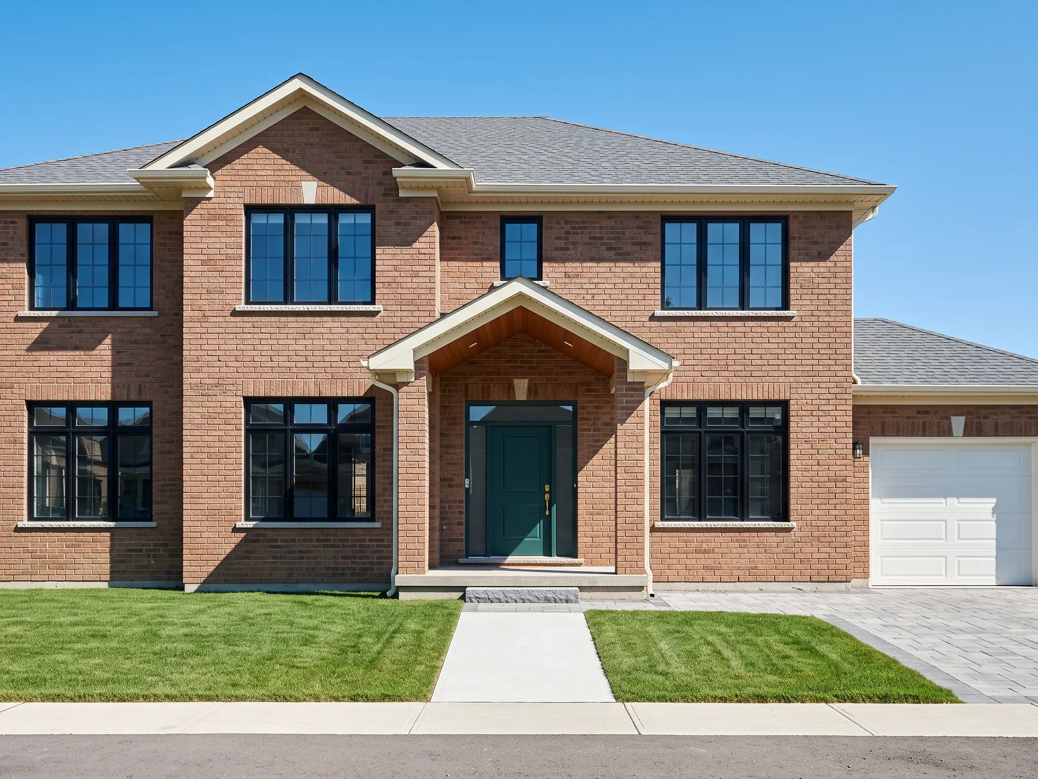 Front elevation of a two-storey brick house