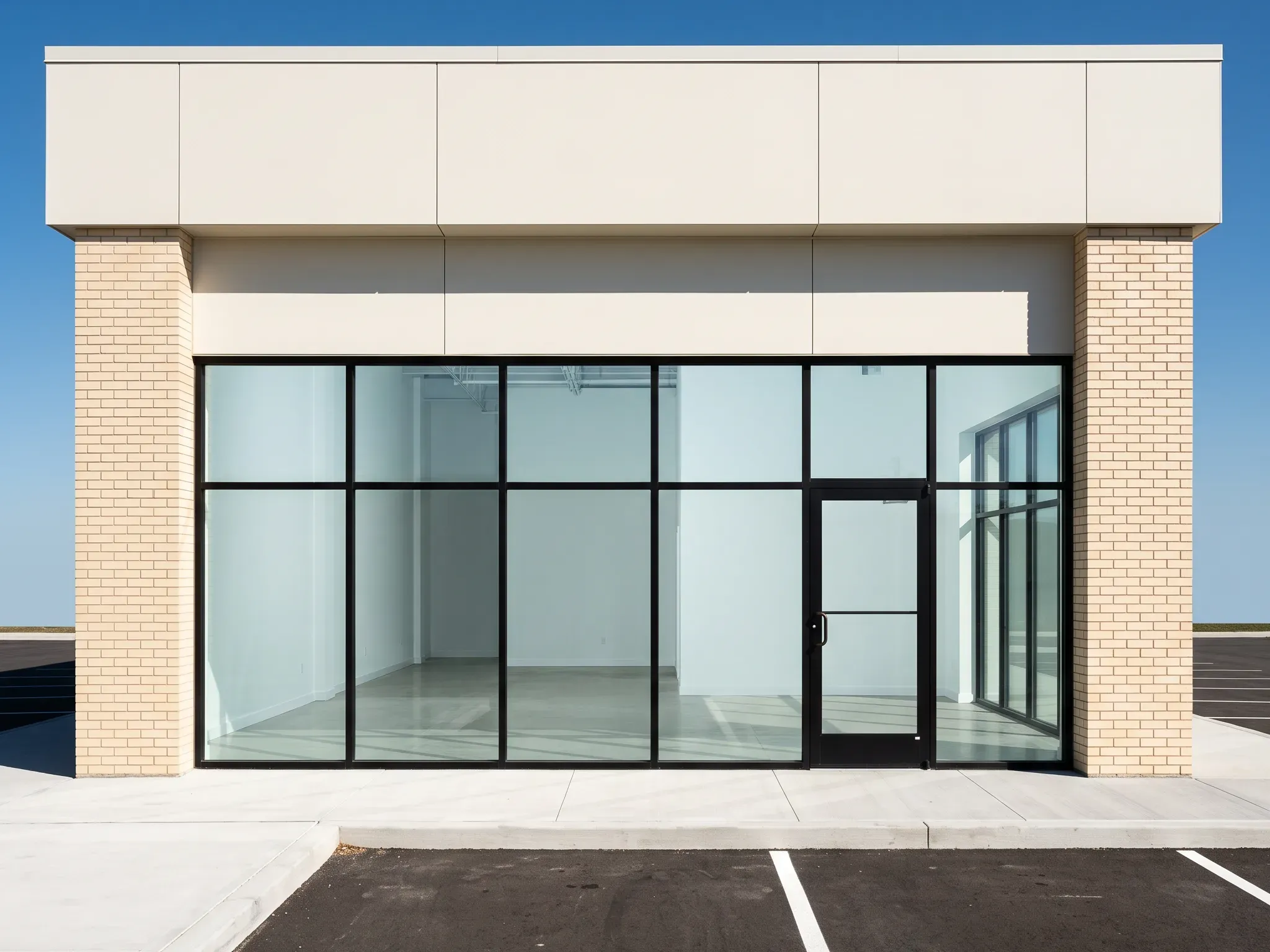 New commercial unit with full-height storefront glazing