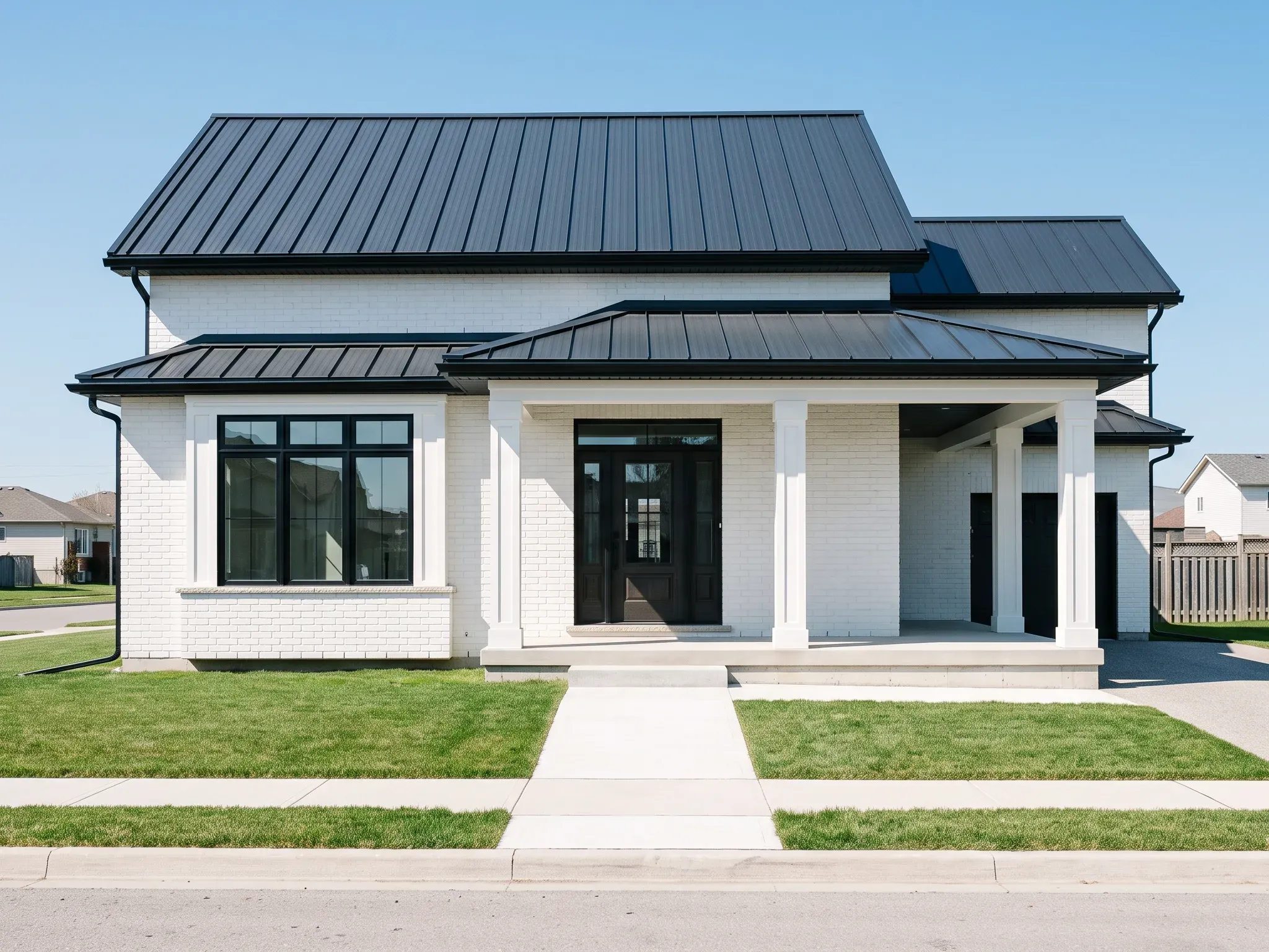 Renovated detached house with a new covered front porch