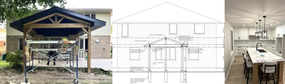 Rear canopy added to a house in Strathroy